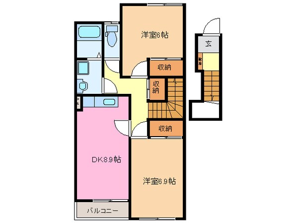 六軒駅 徒歩18分 2階の物件間取画像